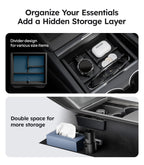 Wigoo Tesla Center Console Organizer Accessories for Model Y Juniper (Premium & Performance 2025 2026) & All Model 3, Double-Layer Storage, Smooth Sliding, 4PCS