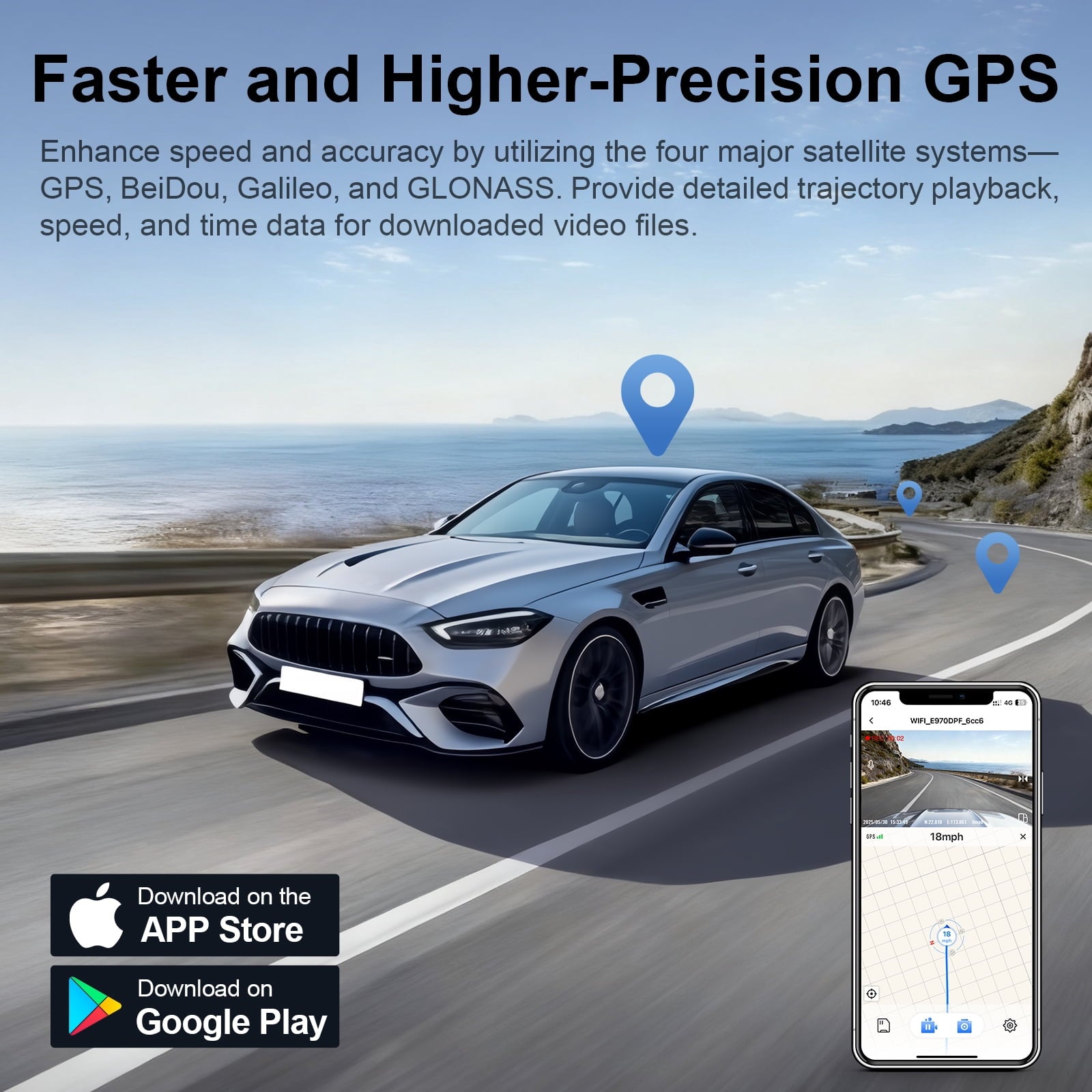 Mangoal 4K Dash Cam Custom Fit for Ford Mustang S550 2015-2021(No a Big Cover), EcoBoost Premium Convertible GT Premiun Mach Fastback (Model B), OEM Look, WiFi & App, GPS, 64GB Card