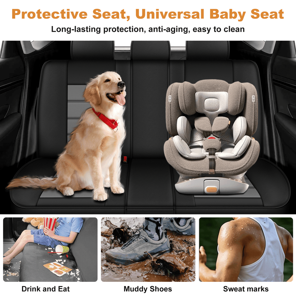 Car Seat Cover Fit for Acura MDX 2004-2025,Waterproof Stain-resistant Leather Heavy-Duty Car Seat Covers Protector Gray,Full Set(2 Row 5 Seats)