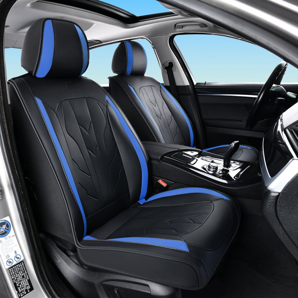 Car Seat Cover for Honda Civic EX 2012, Blue Car Seat Covers, Waterproof Faux Leather, 5 Piece Full Set, Wear Resistance, Easy to Clean and Install, Protect and Upgrade Seats