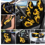 Jeiento Sunflower Car Seat Covers Set of 15 Steering Wheel Cover Seatbelt Cushion Pad Trash Bin Car Vent Organizer Pouch Rearview Mirror Cover Cup Holder Wristlet Keychain for SUV Van Sedan