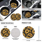 Jeiento Sunflower Car Seat Covers Full Set 11 PCS, Front Back Car Seat Covers Keychain Headrest Cover Coasters Handbrake Cover Gear Shift Knob Cover Auto Accessories for Women Men