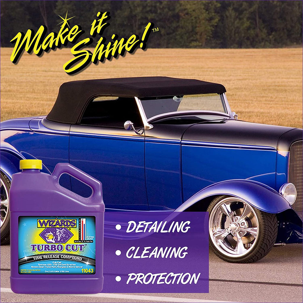 Wizards Turbo Cut Compound – 1 Gallon | Fast-Cutting, Water-Based Scratch Remover for 1200–1500 Grit | Restores Paint, Gelcoat & Fiberglass | No Wax or Silicone