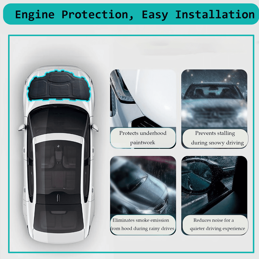 Automotive Hood Engine Front Cover Soundproof Mat For Toyota RAV4 2009-2012 Shield Mat Noise Insulation Dampening Mat Soundproof Cotton For Under-Hood Accessories-black-2009-2012