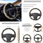 Jeiento Hummingbird 14 PCS Car Seat Cover Full Set Steering Wheel Cover Seat Belt Cover Trash Can Rear View Mirror Cover Flowers Coaster Center Console Cover Gear Shift Knob Cover Set Universal Fit