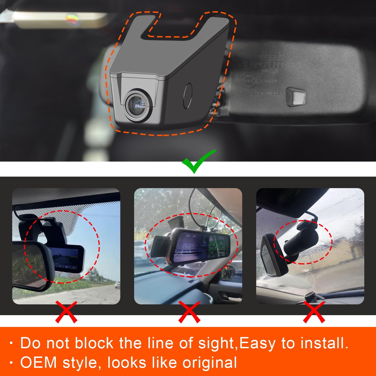 Mangoal 4K Dash Cam Custom Fit for Ford Mustang S550 2015-2021(No a Big Cover), EcoBoost Premium Convertible GT Premiun Mach Fastback (Model B), OEM Look, WiFi & App, GPS, 64GB Card