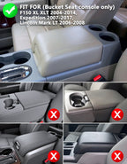 KBH Center Console Armrest Cover for Ford F150 2004-2014/Expedition 2007-2014, Leather Middle Console Lid Protector for Lincoln Mark LT 2006-2008, Black