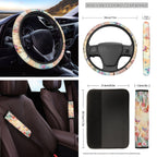 Yuyamidu 16 PCS Car Seat Cover Set with Steering Wheel Cover Tulip Seat Belt Strap Pad Butterfly Cup Holder Rear View Mirror Cover Keychain Gear Shift Knob Cover Car Shade for Front Windshield