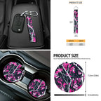 Jeiento Camo Hunting Front Car Seat Cover Full Set 12 PCS with Steering Wheel Cover Seatbelt Pad Armrest Pad Coasters Garbage Bins Rear View Mirror Cover Keychain Air Vent Storage Pouch Pink