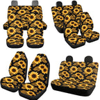Jeiento Sunflower Car Seat Covers Full Set 11 PCS, Front Back Car Seat Covers Keychain Headrest Cover Coasters Handbrake Cover Gear Shift Knob Cover Auto Accessories for Women Men