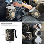 Yuyamidu Sun and Moon Car Seat Cover Full Set of 14 Steering Wheel Cover Auto Seatbelt Pads Cup Coaster Trash Can Rear View Mirror Cover Coasters Armrest Cover Gear Shift Knob Cover Set