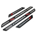 iPick Image for Dodge Charger R/T Black Real Carbon Fiber 4 Pcs Universal Car Door Sill Step Protector Kick Plates, Set of 4, Official Licensed